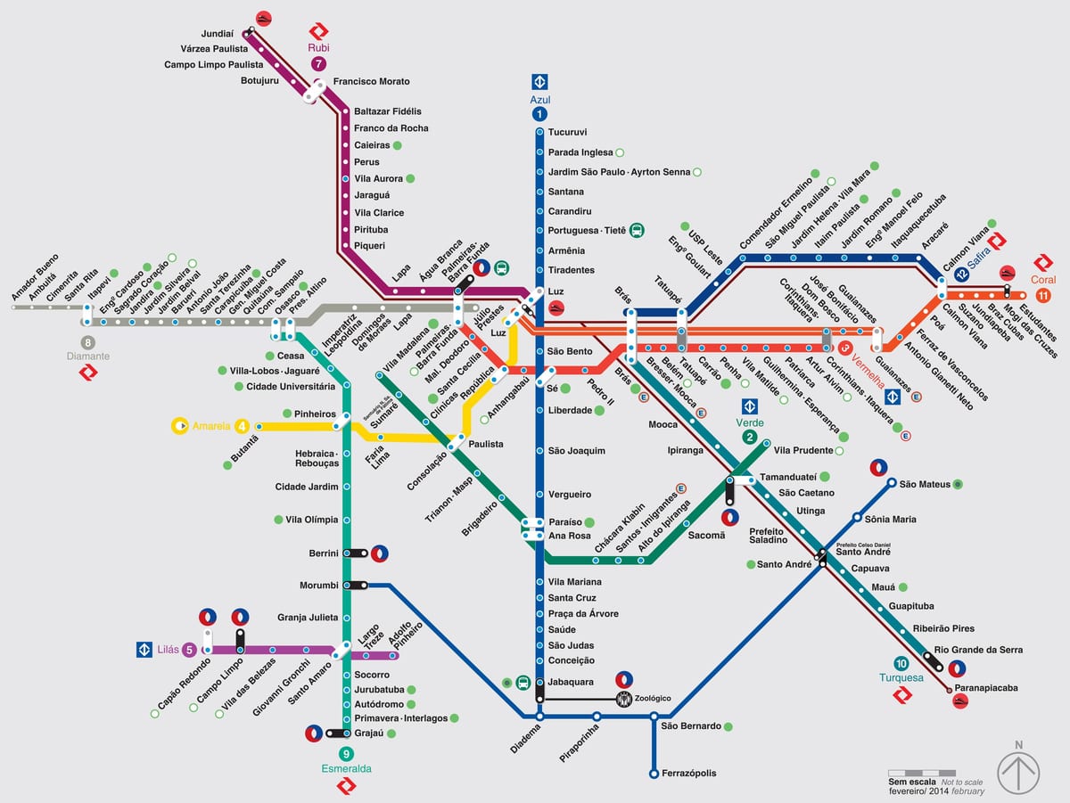 kat jeyografik tren nan Sao Paulo