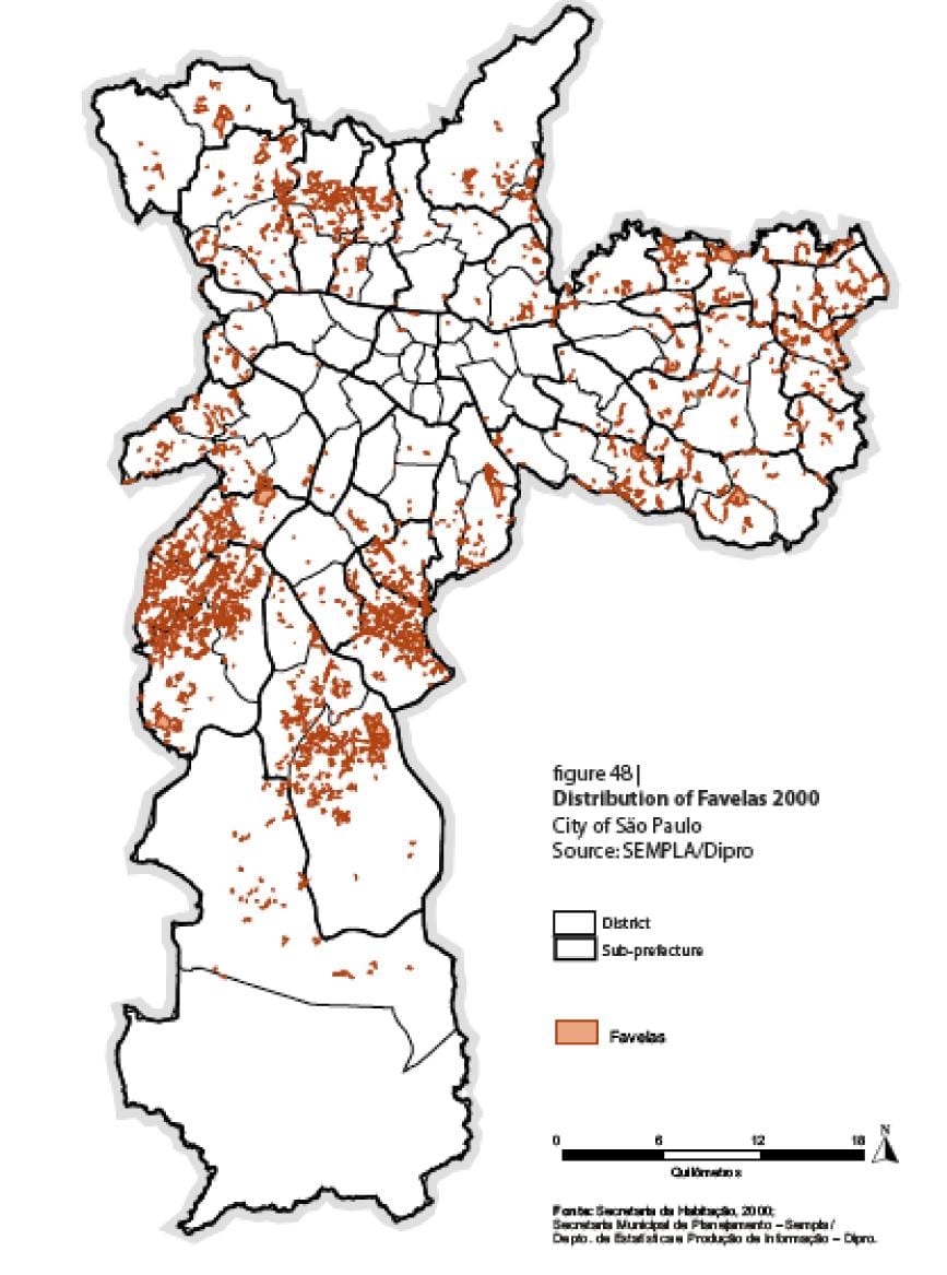 kat jeyografik nan Sao Paulo favela